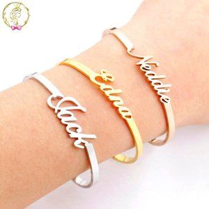 Personalized Nameplate Silver and Gold Bracelet